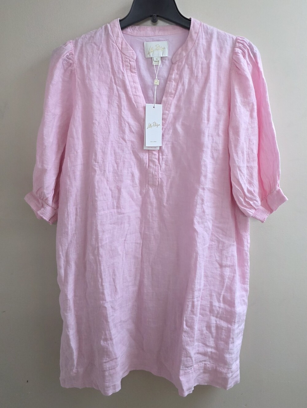 NWT Lilly Pulitzer Mialeigh Dress Sz 16 Conch Shell Pink Linen Cotton
